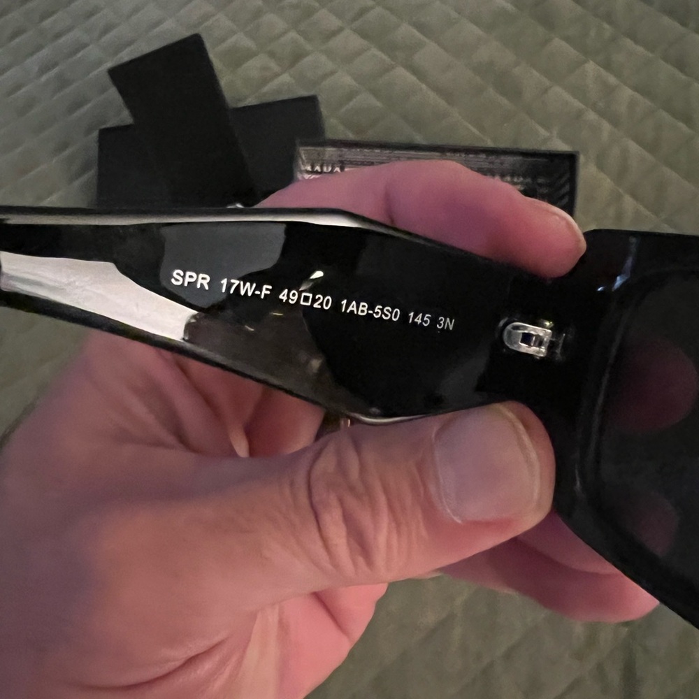 Prada Glossy Black Chunky Rectangular Sunglasses - Picture 7 of 9